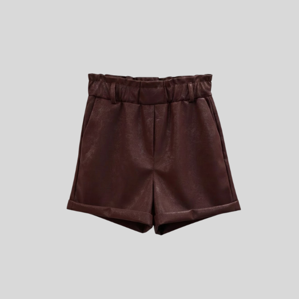 Elegante Kunstleder-Shorts mit Elastikbund