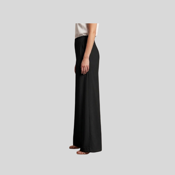 Elegante Wide-Leg-Hose mit markanter Biesenfalt in Schwarz