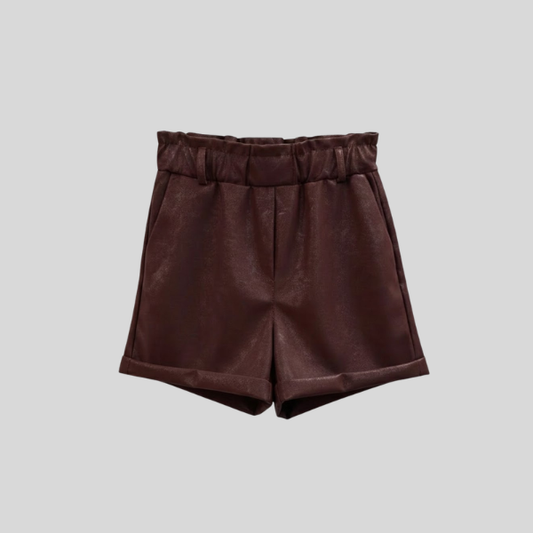 Elegante Kunstleder-Shorts mit Elastikbund