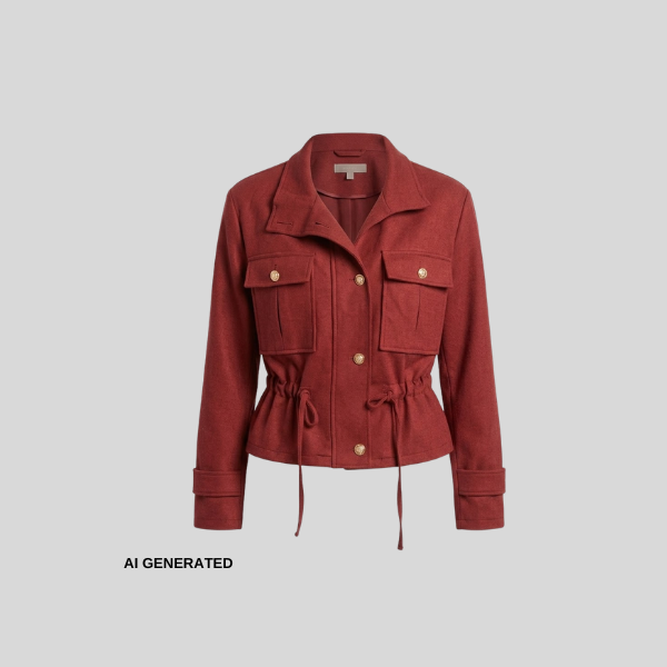 Elegante Utility-Jacke in Rot/Bordeaux – Struktur trifft auf Femininität