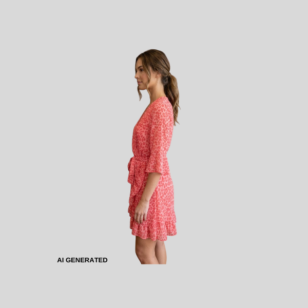 Sommerliches Wickelkleid mit Leo-Print in Koralle