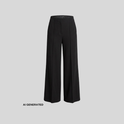 Elegante Wide-Leg-Hose mit markanter Biesenfalt in Schwarz