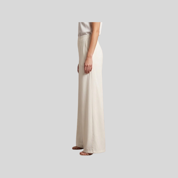 Elegante Wide-Leg-Hose mit markanter Biesenfalt in Weiß