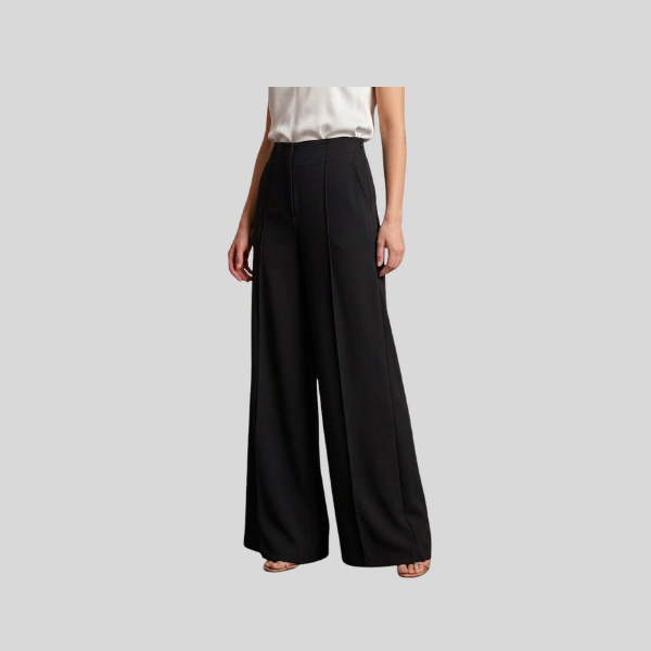 Elegante Wide-Leg-Hose mit markanter Biesenfalt in Schwarz