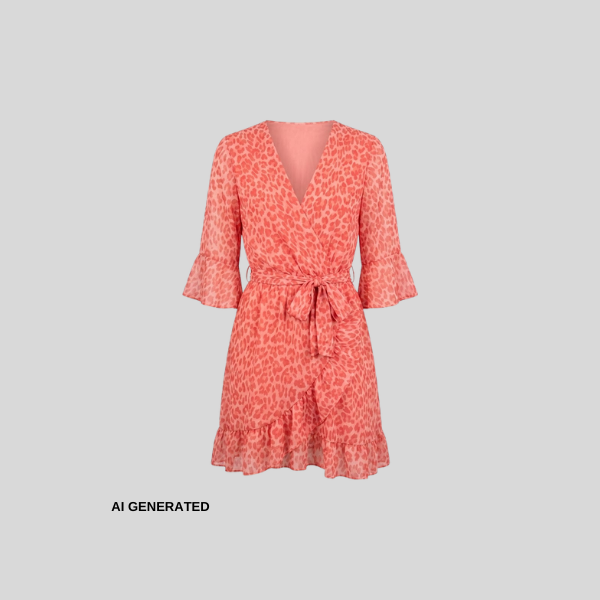 Sommerliches Wickelkleid mit Leo-Print in Koralle