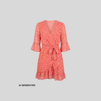Sommerliches Wickelkleid mit Leo-Print in Koralle